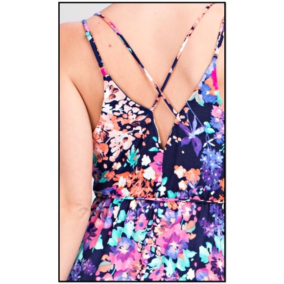 143 Story Dresses & Skirts - 2 LEFT! Navy & Purple floral Wrap Maxi Dress